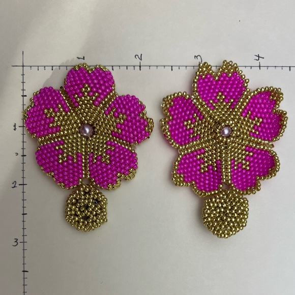 Elegant Chic Beaded Flower Earrings - Boho Chic Flower Earrings - Picture 6 of 8